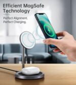 Choetech Wireless Charging Stand 15W MagSafe 2 в 1 – Сив - Image 2