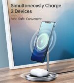 Choetech Wireless Charging Stand 15W MagSafe 2 в 1 – Сив - Image 3