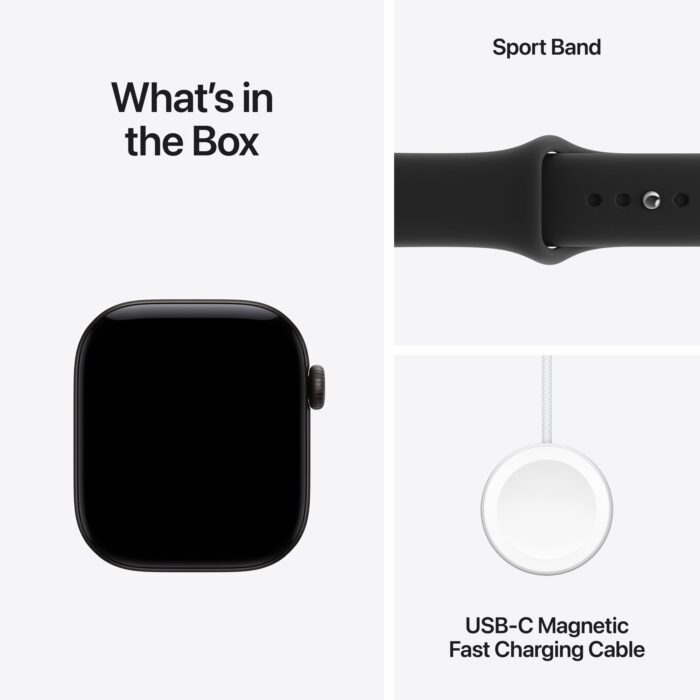 Apple Watch Series 12 GPS 42mm Black Aluminium Case with Black Sport Band