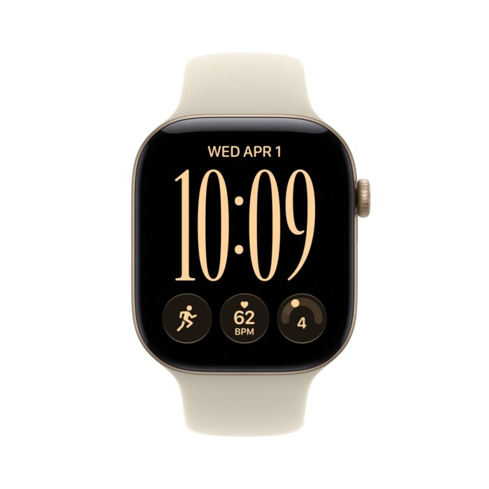 Apple Watch Series 12 GPS 46mm Light Gold Aluminium Case with Sand Sport Band