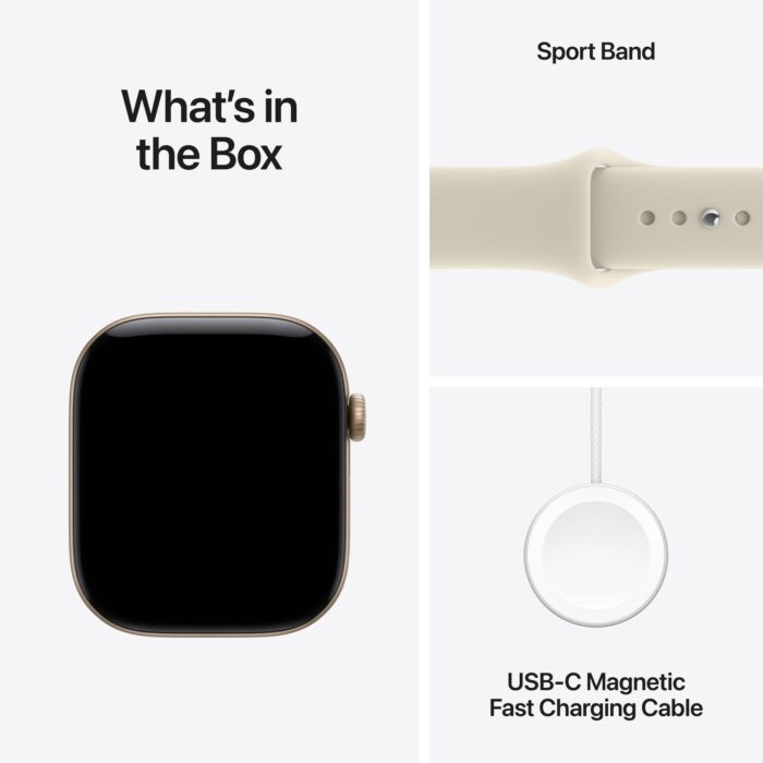 Apple Watch Series 12 GPS 46mm Light Gold Aluminium Case with Sand Sport Band