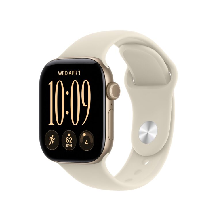 Apple Watch Series 12 GPS + Cellular 42mm Light Gold Aluminium Case with Sand Sport Band