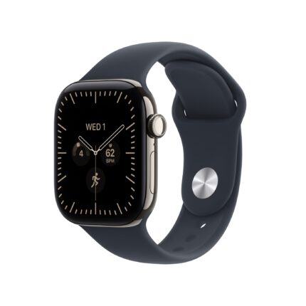 Apple Watch Series 12 GPS + Cellular 42mm Natural Titanium Case with Navy Blue Sport Band