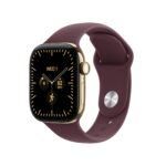 Apple Watch Series 12 GPS + Cellular 42mm Radiant Gold Titanium Case with Burgundy Sport Band