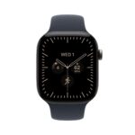 Apple Watch Series 12 GPS + Cellular 46mm Natural Titanium Case with Navy Blue Sport Band