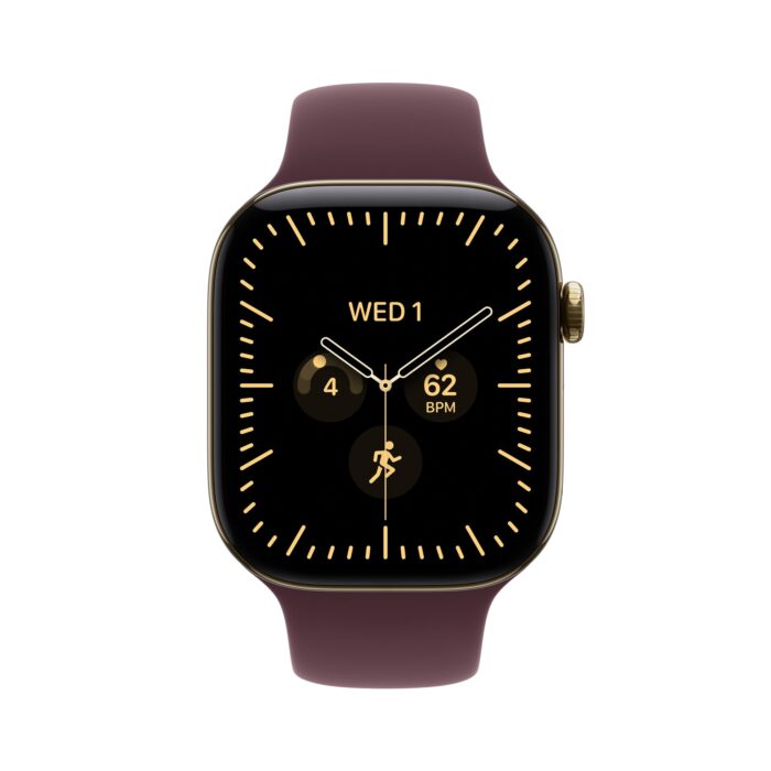 Apple Watch Series 12 GPS + Cellular 46mm Radiant Gold Titanium Case with Burgundy Sport Band
