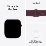 Apple Watch Series 12 GPS + Cellular 46mm Radiant Gold Titanium Case with Burgundy Sport Band