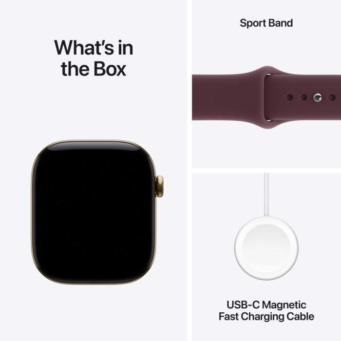 Apple Watch Series 12 GPS + Cellular 46mm Radiant Gold Titanium Case with Burgundy Sport Band