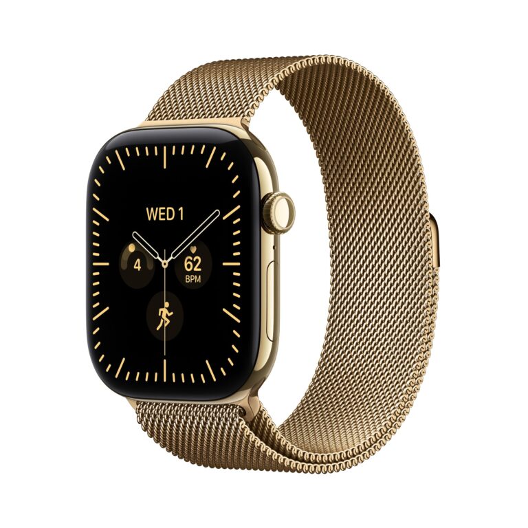 Apple Watch Series 12 GPS + Cellular 46mm Radiant Gold Titanium Case with Radiant Gold Milanese Loop