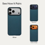 Magsafe Калъф за iPhone 17 Pro Max, Pitaka Edge Black/Blue Case, Черен