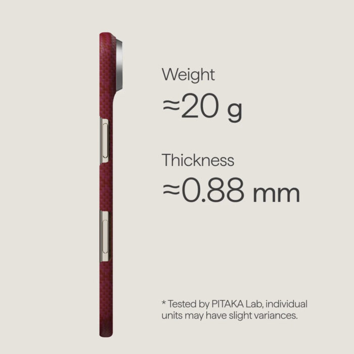 Magsafe Калъф за iPhone Air, Pitaka Edge Harvard Case Crimson, Червен - Image 2