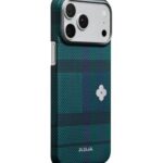 Magsafe Калъф за iPhone 17 Pro, Pitaka Edge Flora in Grid Case Forest Dawn, Зелен