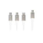 Prio Cable 3 in 1 Micro USB / USB-C / Lightning to USB-C 3A 1.2m - Бял