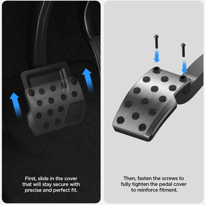 Спортни педали за Tesla Model 3 и Model Y, Spigen Pedal Cover TO200, неръждаема стомана, Сребристи - Image 5