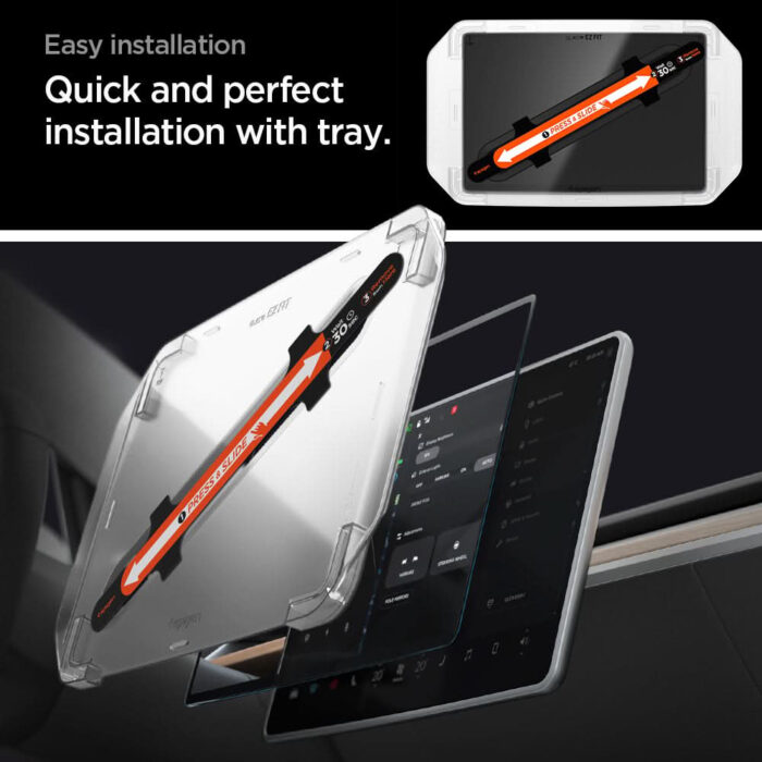 Протектор за екран за Tesla Model 3 и Model Y, Spigen Glas.tR EZ-FIT Anti-Glare Matte, 15,4″ - Image 6