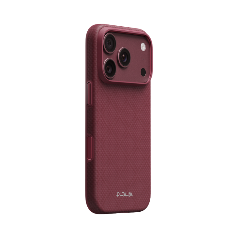 Magsafe Калъф за iPhone 18 Pro, Pitaka Summa Case Argyle Burgundy 03, Бордо