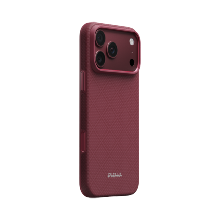 Magsafe Калъф за iPhone 18 Pro Max, Pitaka Summa Case Argyle Burgundy 03, Бордо