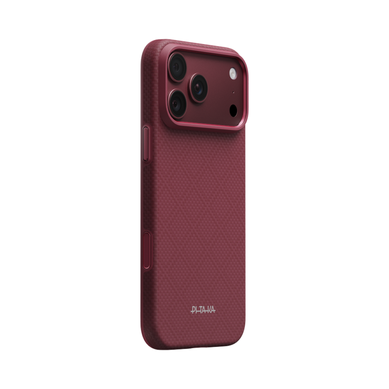 Magsafe Калъф за iPhone 18 Pro Max, Pitaka Summa Case Argyle Burgundy 03, Бордо
