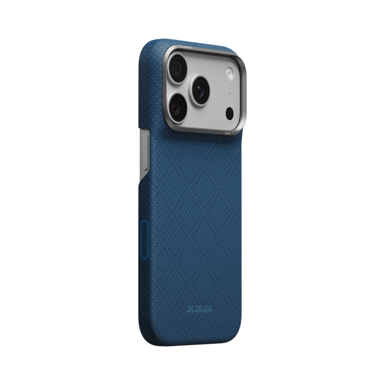 Magsafe Калъф за iPhone 18 Pro, Pitaka Edge Case Argyle Abyss Blue 02, Син