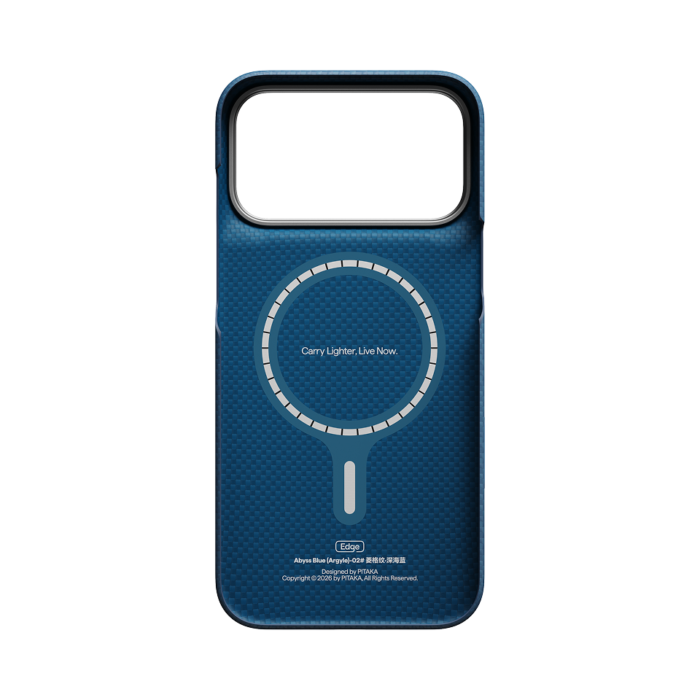 Magsafe Калъф за iPhone 18 Pro Max, Pitaka Edge Case Argyle Abyss Blue 02, Син