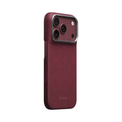 Magsafe Калъф за iPhone 18 Pro, Pitaka Edge Case Argyle Burgundy 03, Бордо