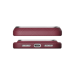 Magsafe Калъф за iPhone 18 Pro, Pitaka Edge Case Argyle Burgundy 03, Бордо