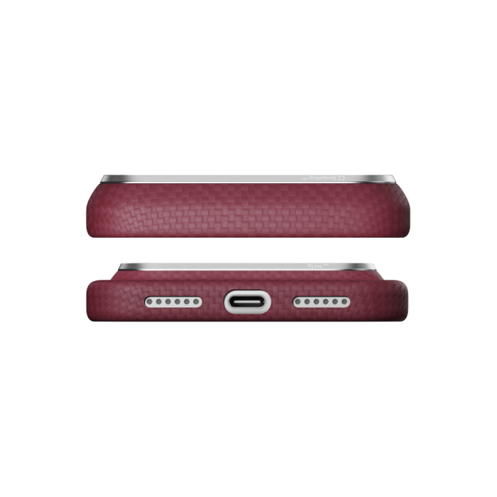Magsafe Калъф за iPhone 18 Pro, Pitaka Edge Case Argyle Burgundy 03, Бордо