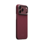 Magsafe Калъф за iPhone 18 Pro Max, Pitaka Edge Case Argyle Burgundy 03, Бордо