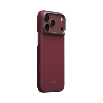 Magsafe Калъф за iPhone 18 Pro Max, Pitaka Edge Case Argyle Burgundy 03, Бордо
