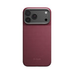 Magsafe Калъф за iPhone 18 Pro Max, Pitaka Edge Case Argyle Burgundy 03, Бордо