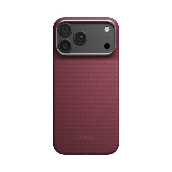 Magsafe Калъф за iPhone 18 Pro Max, Pitaka Edge Case Argyle Burgundy 03, Бордо