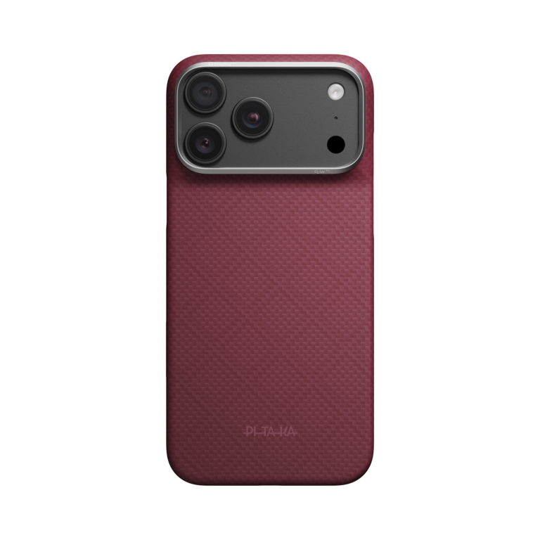 Magsafe Калъф за iPhone 18 Pro Max, Pitaka Edge Case Argyle Burgundy 03, Бордо