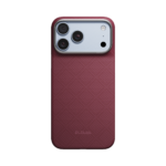 Magsafe Калъф за iPhone 18 Pro Max, Pitaka Edge Case Argyle Burgundy 03, Бордо