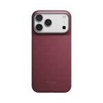 Magsafe Калъф за iPhone 18 Pro Max, Pitaka Edge Case Argyle Burgundy 03, Бордо