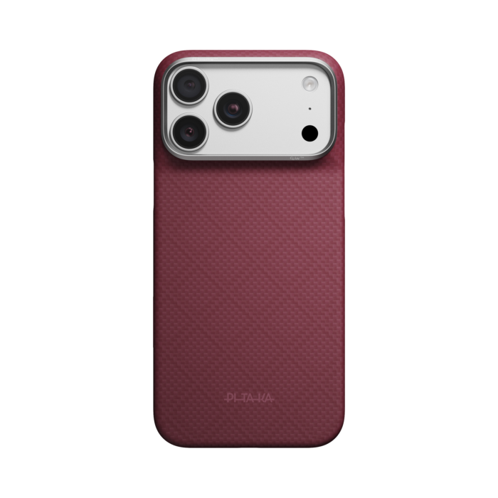 Magsafe Калъф за iPhone 18 Pro Max, Pitaka Edge Case Argyle Burgundy 03, Бордо