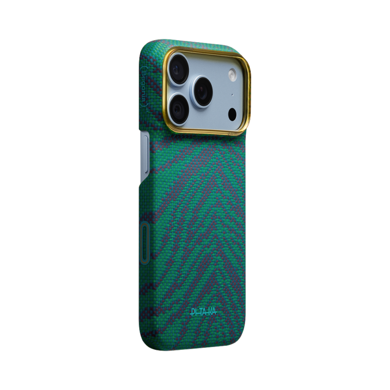 Magsafe Калъф за iPhone 18 Pro, Pitaka Edge Case Breath of Veins Tidal Blue 04, Тюркоазен