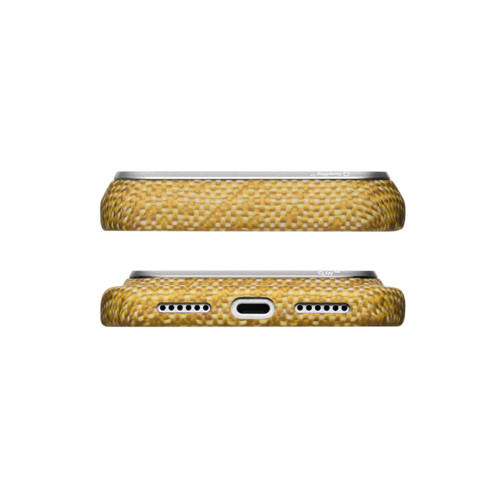 Magsafe Калъф за iPhone 18 Pro Max, Pitaka Edge Case Wind Over Wheat Golden Drift 01, Златист