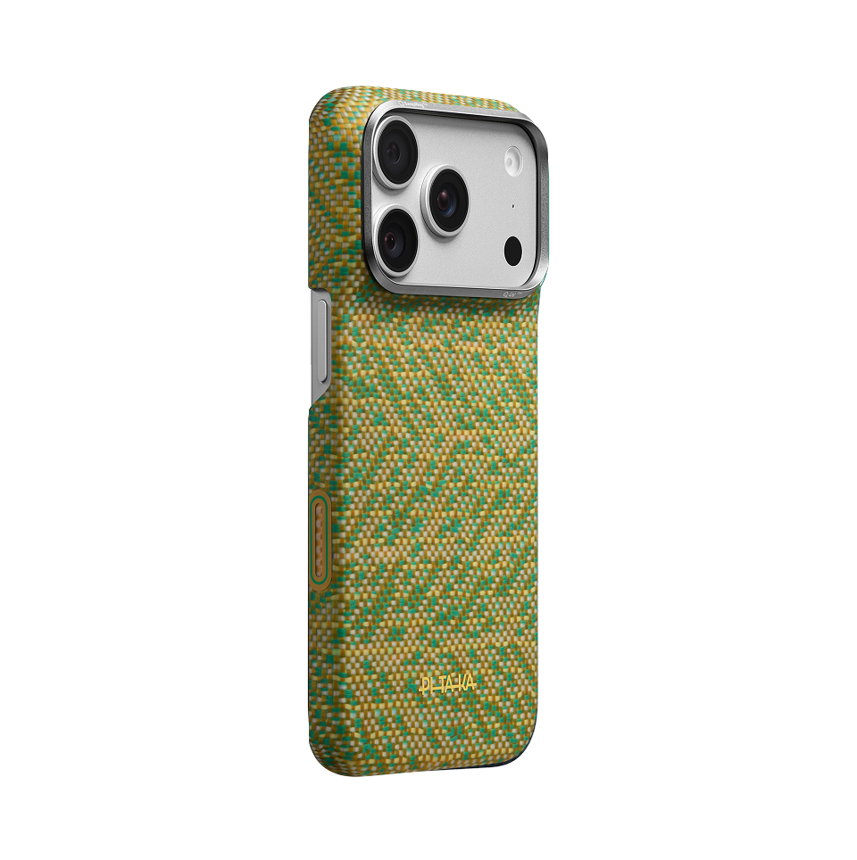 pitaka-ki1828p-1 Magsafe Калъф за iPhone 18 Pro, Pitaka Edge Case Wind Over Wheat Surging Awn 02, Маслинен