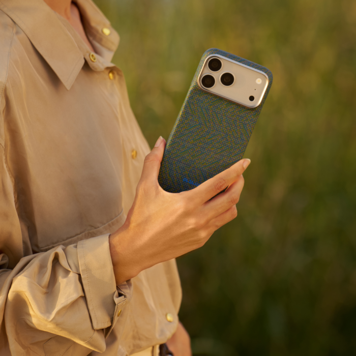 Magsafe Калъф за iPhone 18 Pro Max, Pitaka Edge Case Wind Over Wheat Berlin Nocturne 03, Зелен