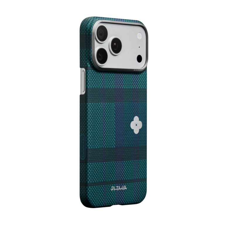 Magsafe Калъф за iPhone 17 Pro, Pitaka Edge Flora in Grid Case Forest Dawn, Зелен